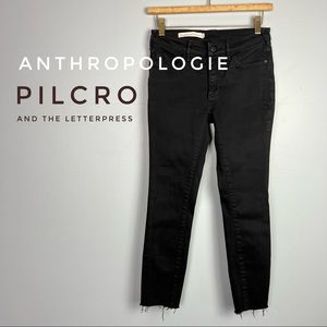 ANTHROPOLOGIE Pilcro and the Letterpress Black Skinny Crop Jeans 28x24 Raw Hem